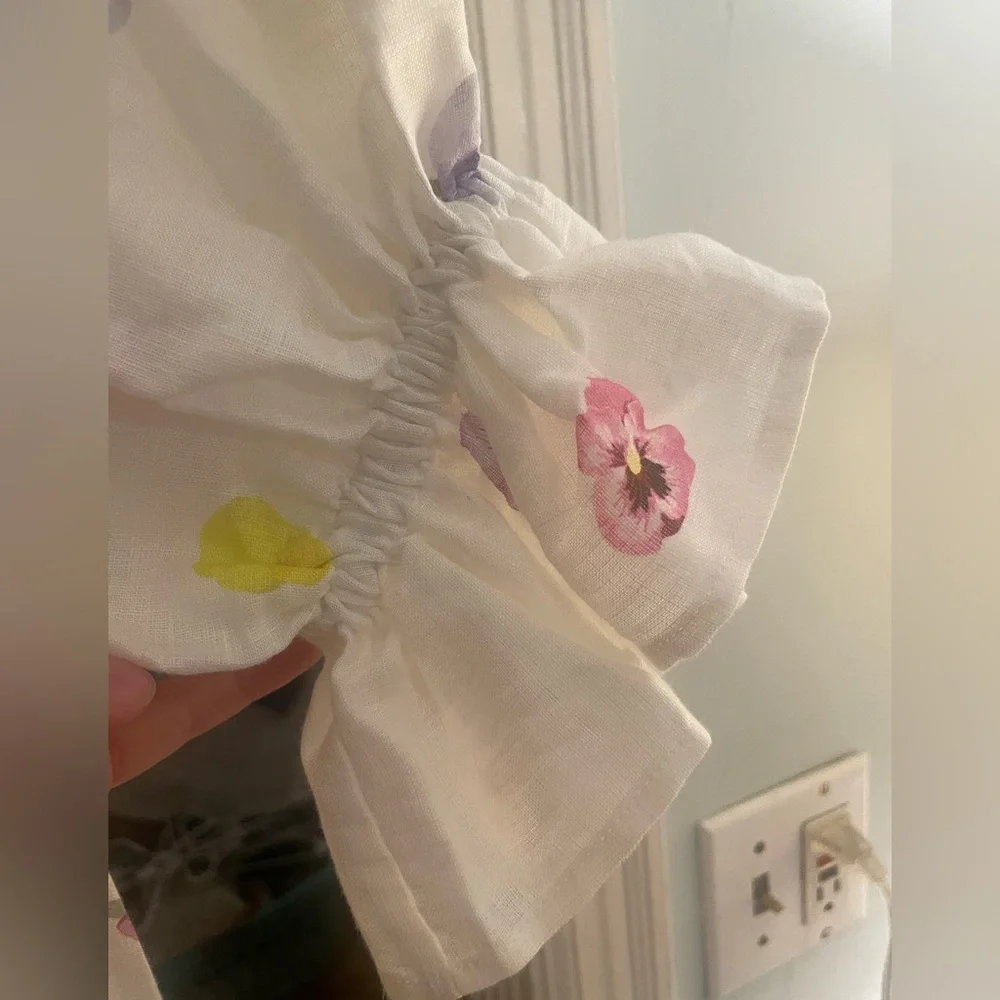 Sleeper Atlanta Pansies Smocked Bodice Midi Dress - Picture 6 of 14